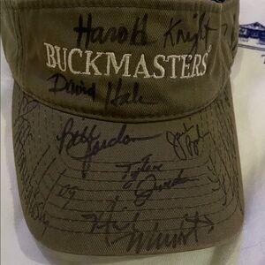 Buckmasters Olive Green Visor Cap with Autographs 2009 vintage signed outdoors